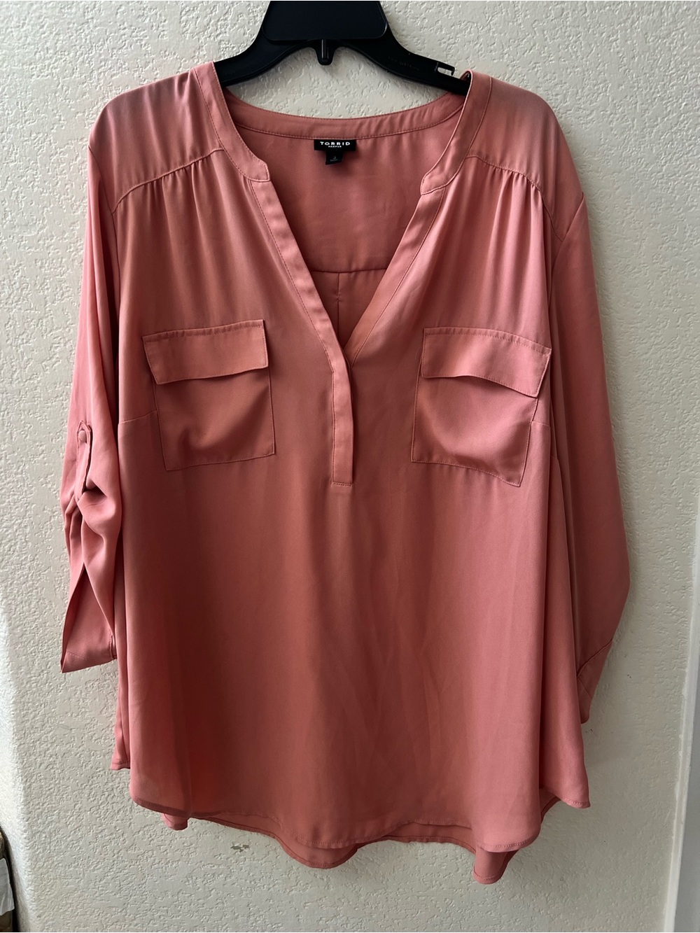 torrid Dusty Rose Utility V-Neck Tunic Size 3